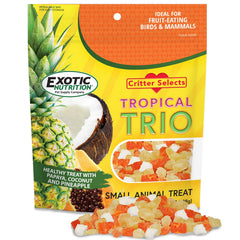 Exotic Nutrition Tropical Trio papaya chunks offer a natural, low-fat treat for small pets.