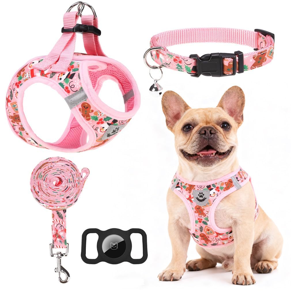 EXPAWLORER Christmas Puppy Harness close-up shows soft mesh padding for comfortable daily walks
