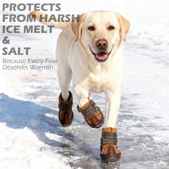 EXPAWLORER dog shoes reflective-straps boost visibility on dawn or dusk walks.