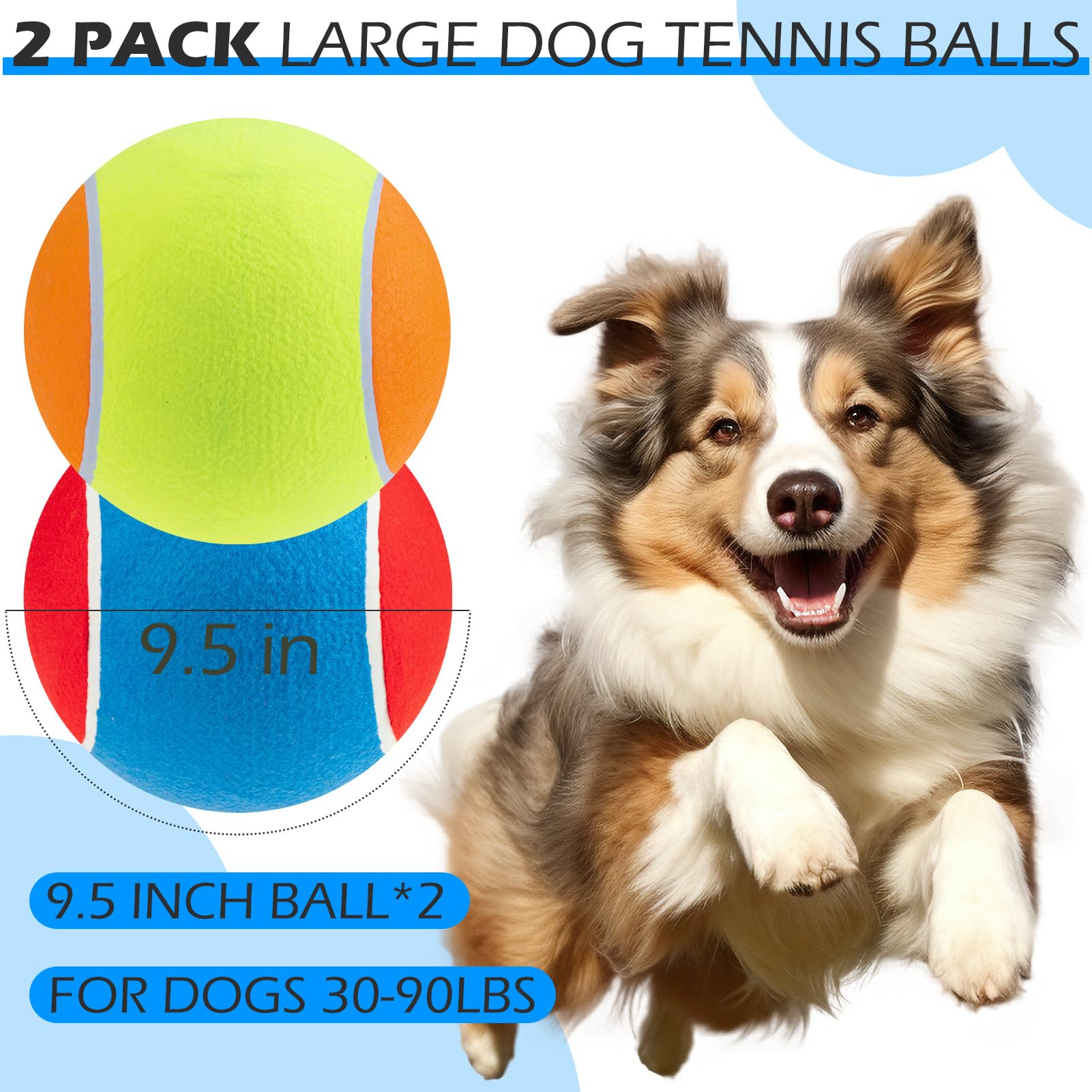 EXPAWLORER Giant Tennis Ball in blue-yellow improves visibility during outdoor play