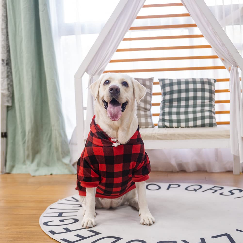 EXPAWLORER plaid dog hoodie back view showcasing classic British style