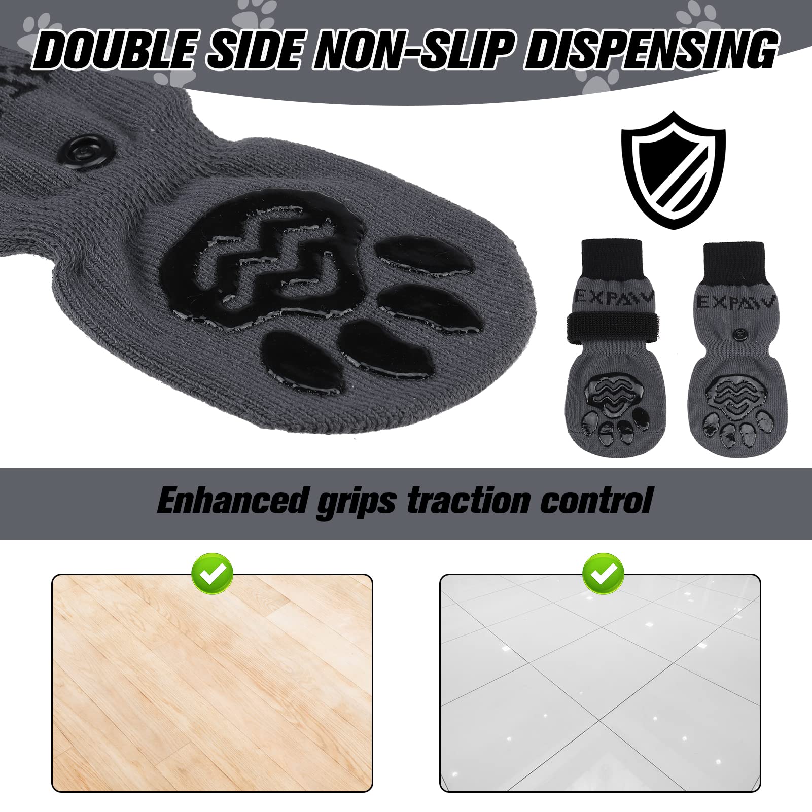 EXPAWLORER adjustable magic tape ensures secure paw fit