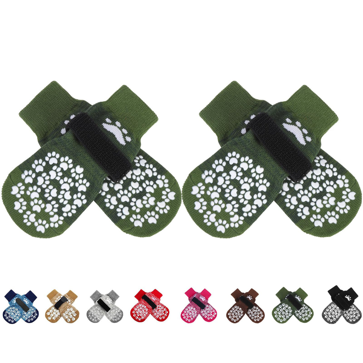 EXPAWLORER anti-slip dog socks show paw protection on rugged floors