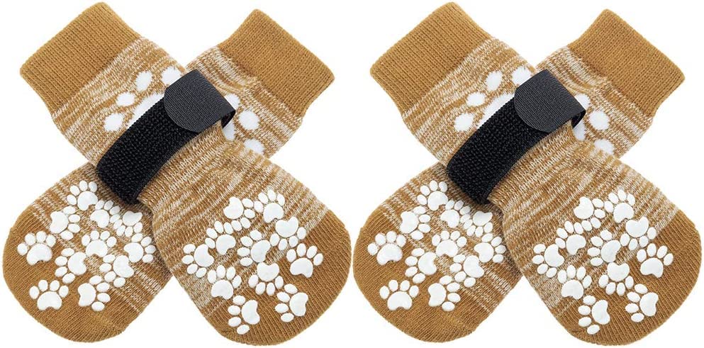 EXPAWLORER anti-slip dog socks on paws with secure traction for indoor floors