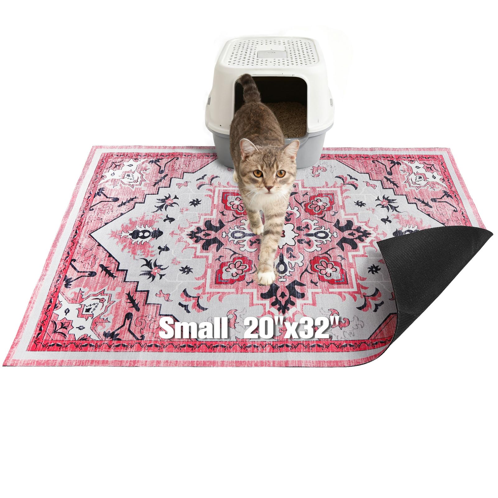 EXPAWLORER cat litter mat 20x32 top view traps litter and minimizes floor mess.