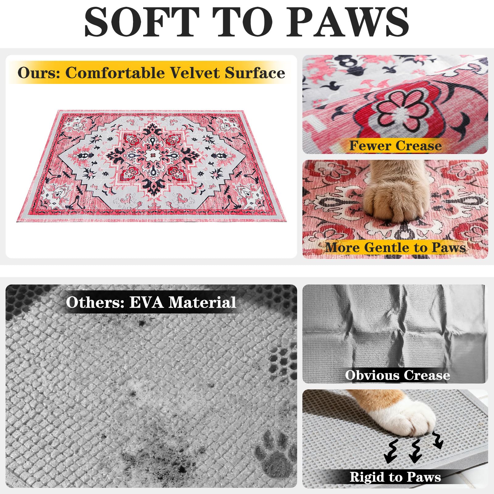 EXPAWLORER cat litter mat dense plush surface catches litter efficiently.