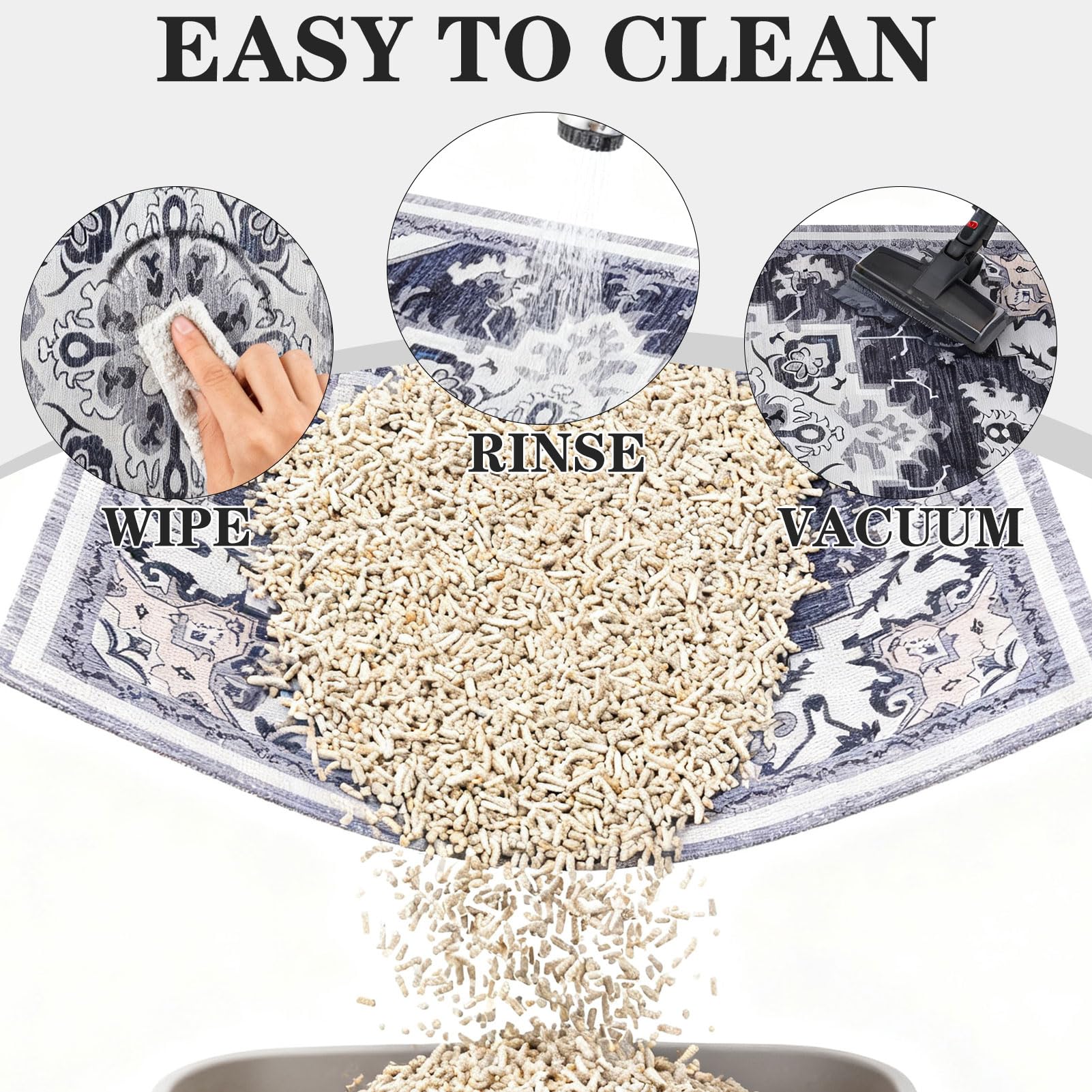 EXPAWLORER Cat Litter Mat easy to clean by shake, rinse, or machine wash.