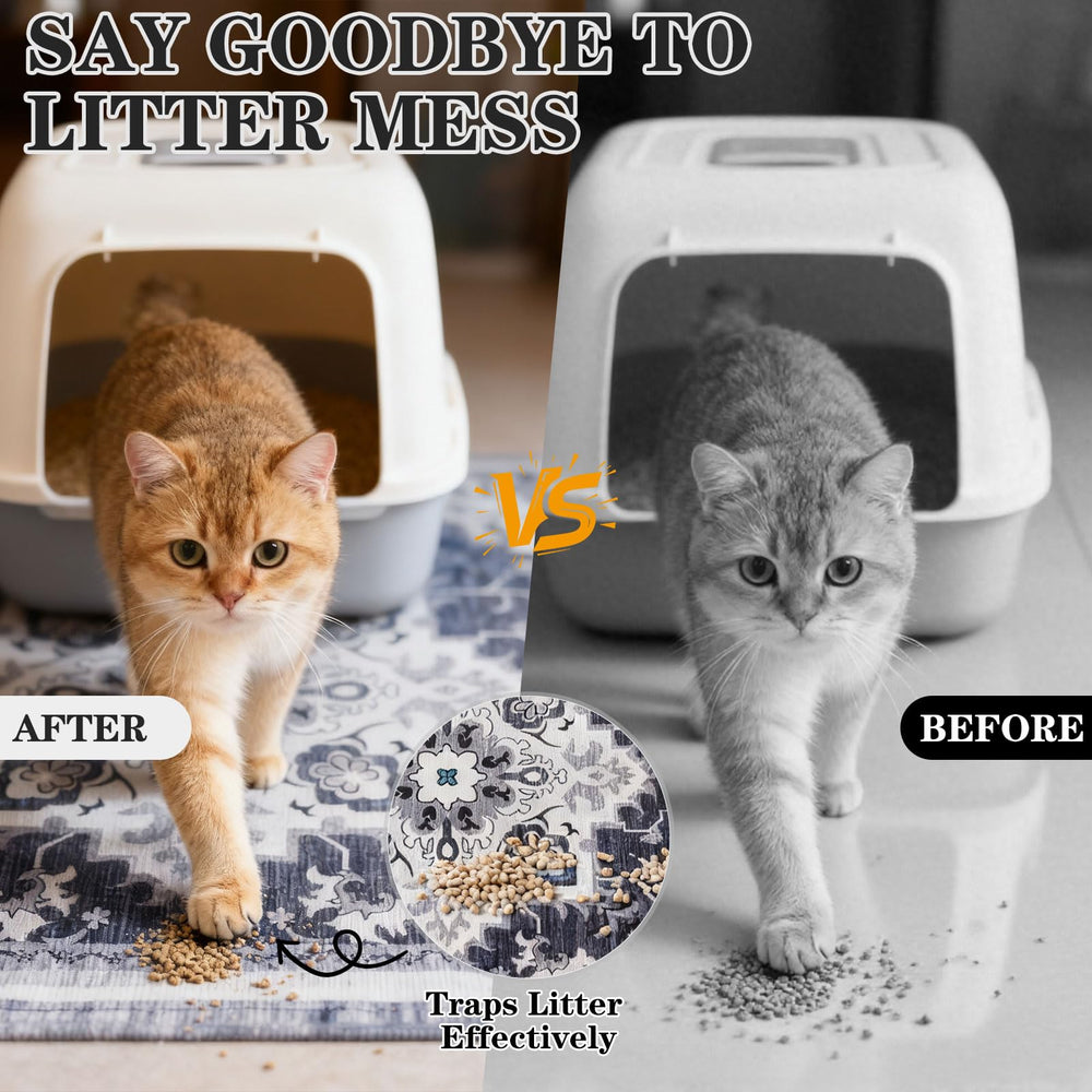 EXPAWLORER Cat Litter Mat non-slip bottom grips smooth floors for safer setup.