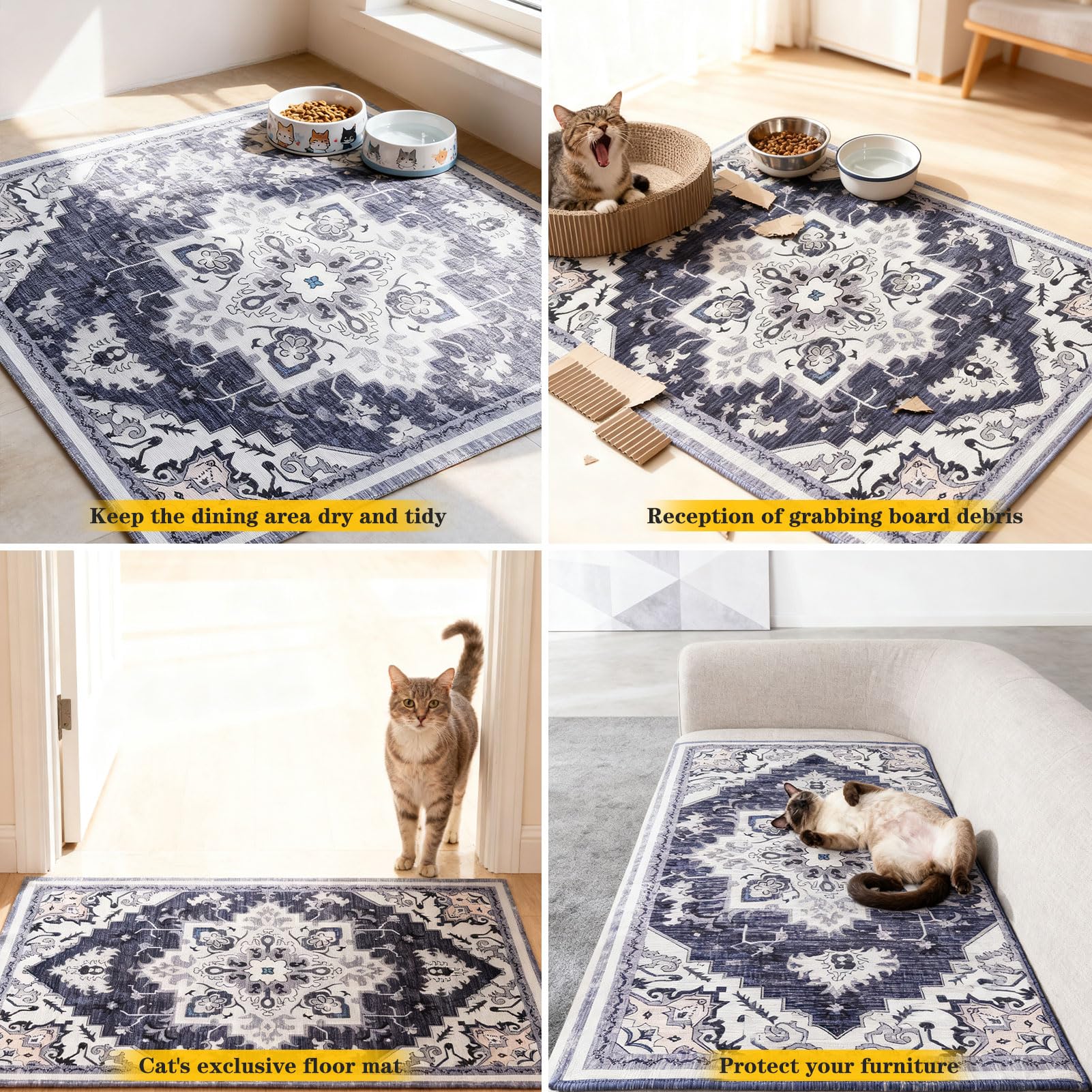 EXPAWLORER Cat Litter Mat retro colors to match decor and style