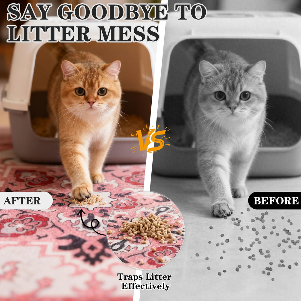 EXPAWLORER cat litter mat 20x32 waterproof backing protects floors from moisture.