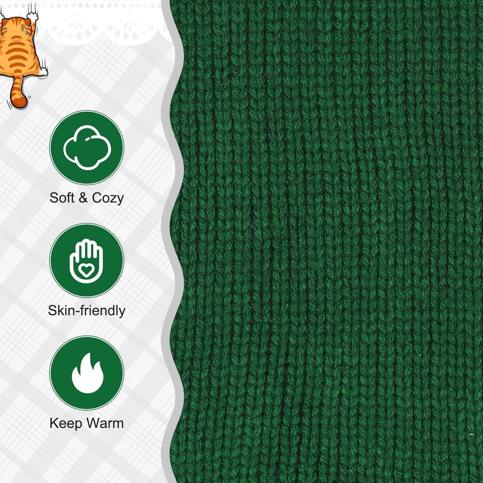 EXPAWLORER cat sweater cardigan side view in green, comfortable movement.