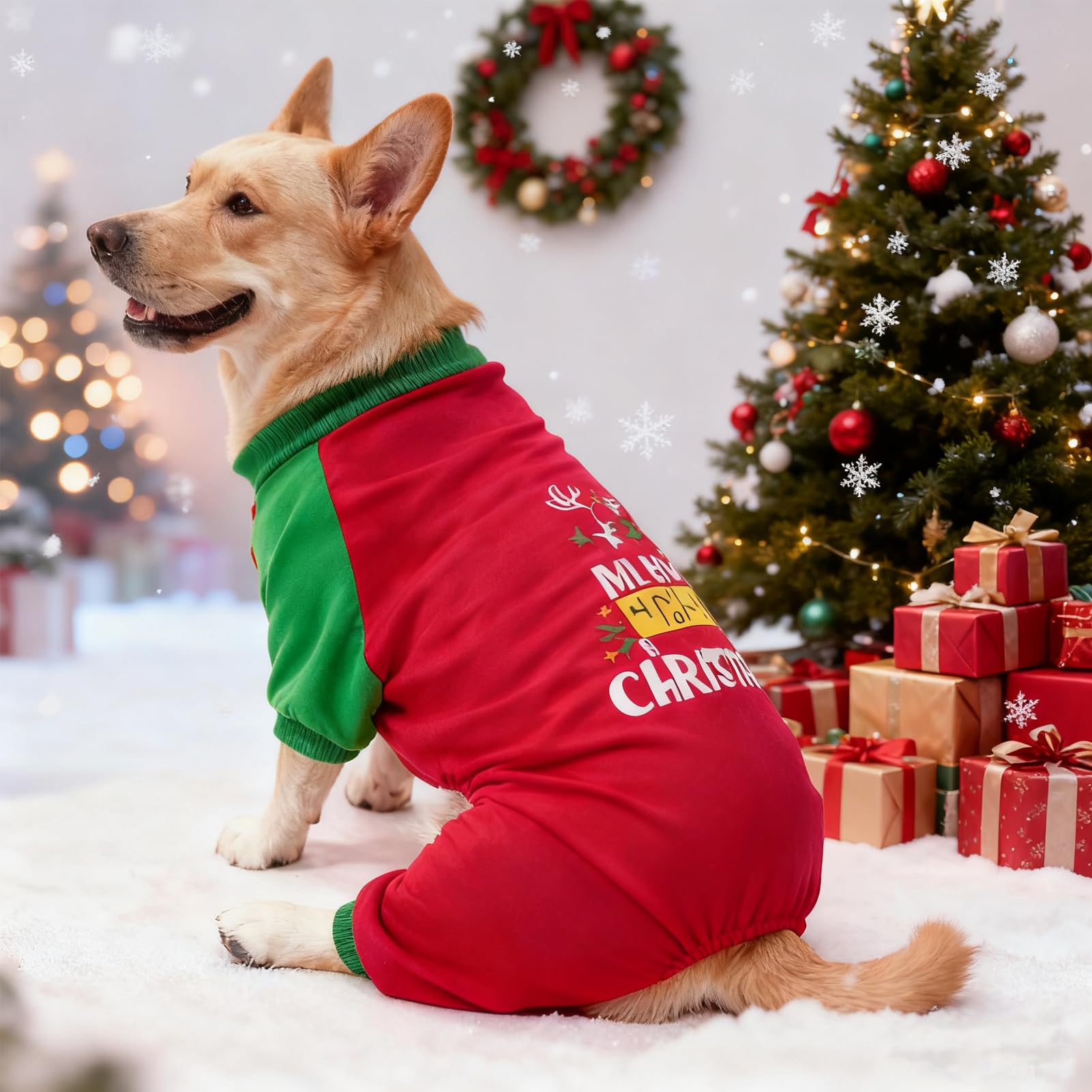EXPAWLORER Christmas dog pajamas easy-care design supports machine wash and quick cleanups