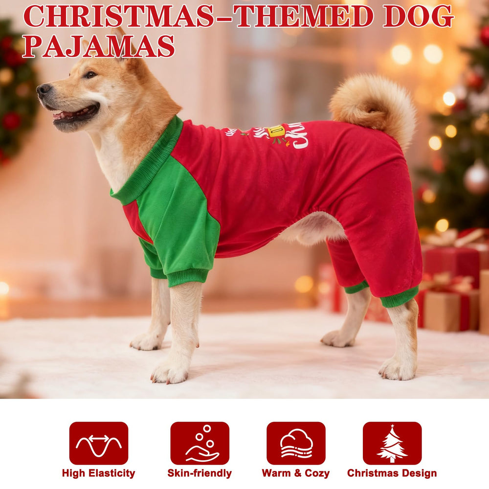 EXPAWLORER Christmas dog pajamas ribbed cuffs ensure secure fit during playtime