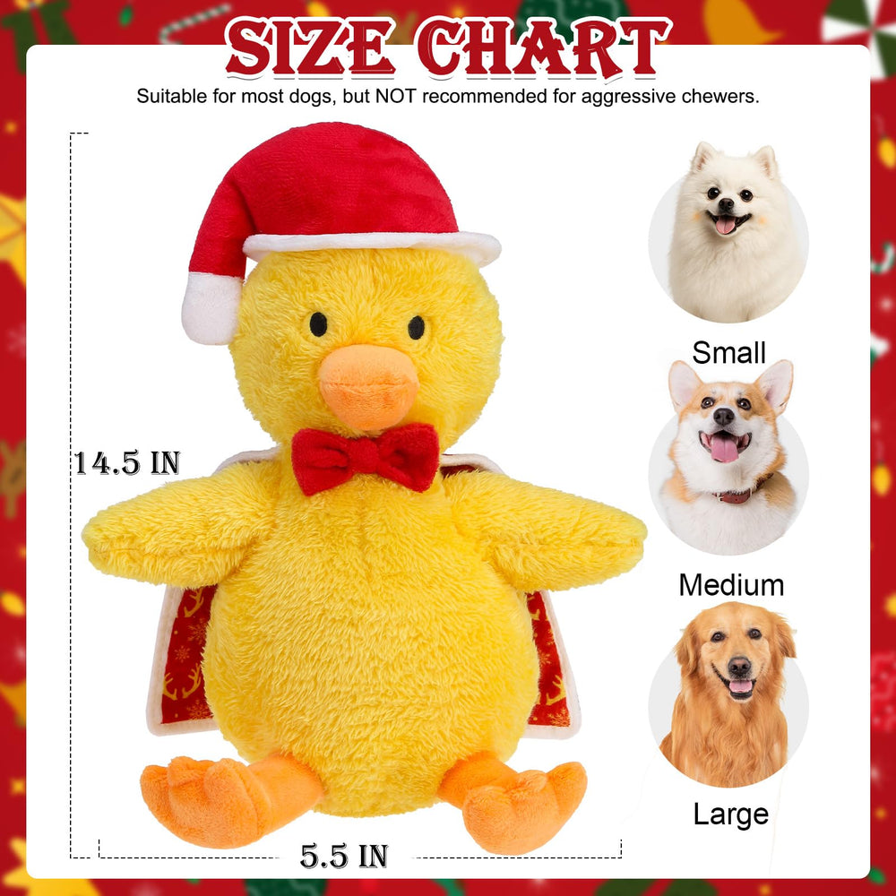 EXPAWLORER Christmas squeaky duck toy body squeaker adds variety to chewing sessions.