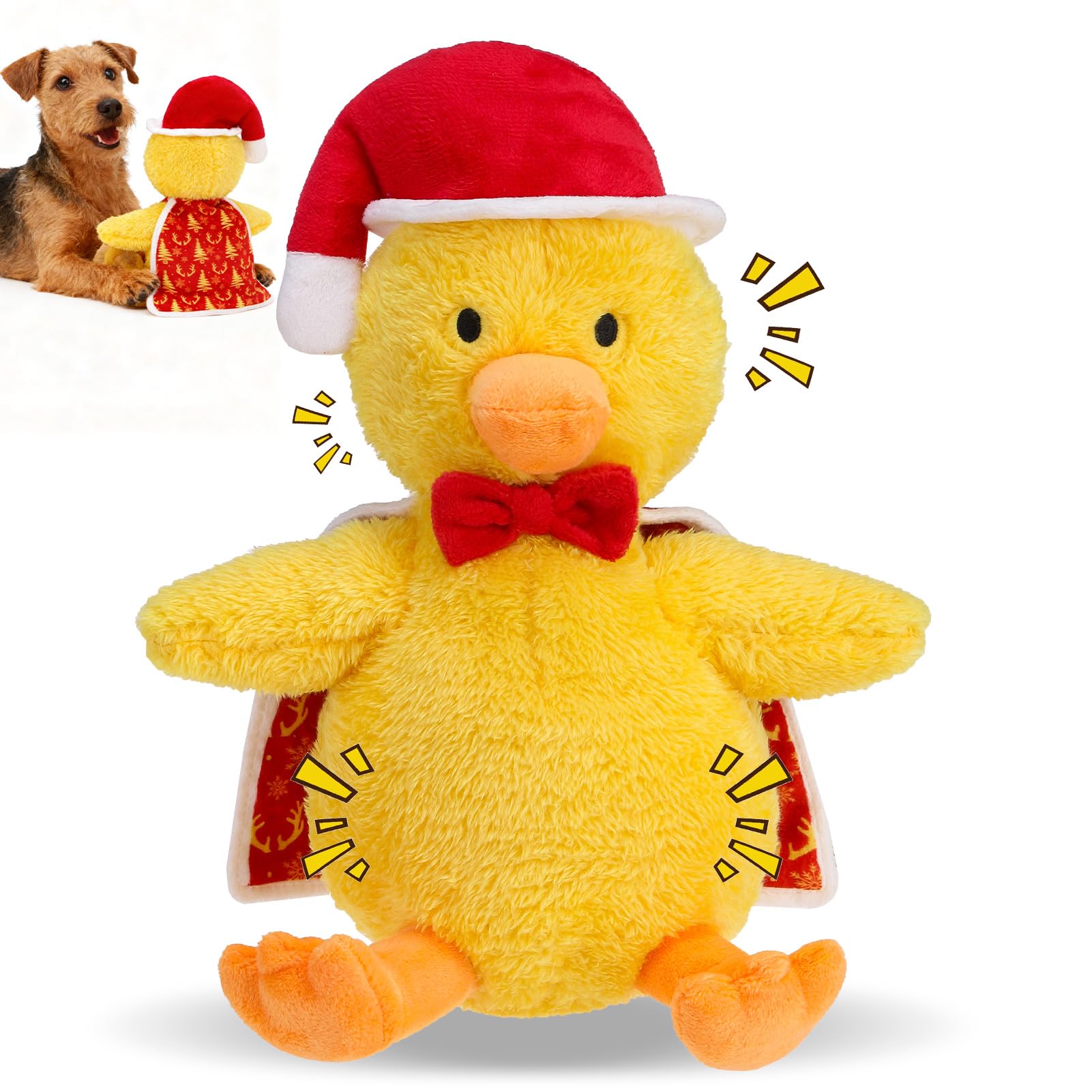EXPAWLORER Christmas squeaky duck toy head squeaker keeps dogs engaged during interactive play.