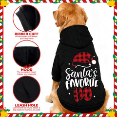 EXPAWLORER dog Christmas hoodie back view showcasing festive Santa print and snug fit.
