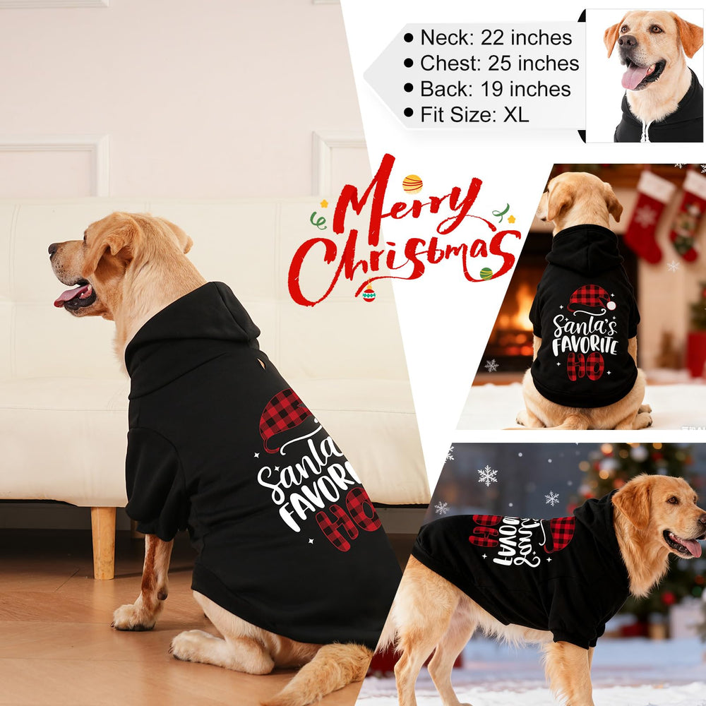 EXPAWLORER dog Christmas hoodie fleece close-up highlights soft polyester texture.