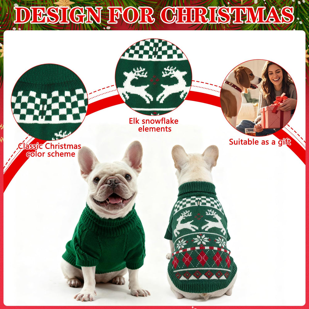 EXPAWLORER dog sweater green high-neck knit keeps neck warm during winter walks