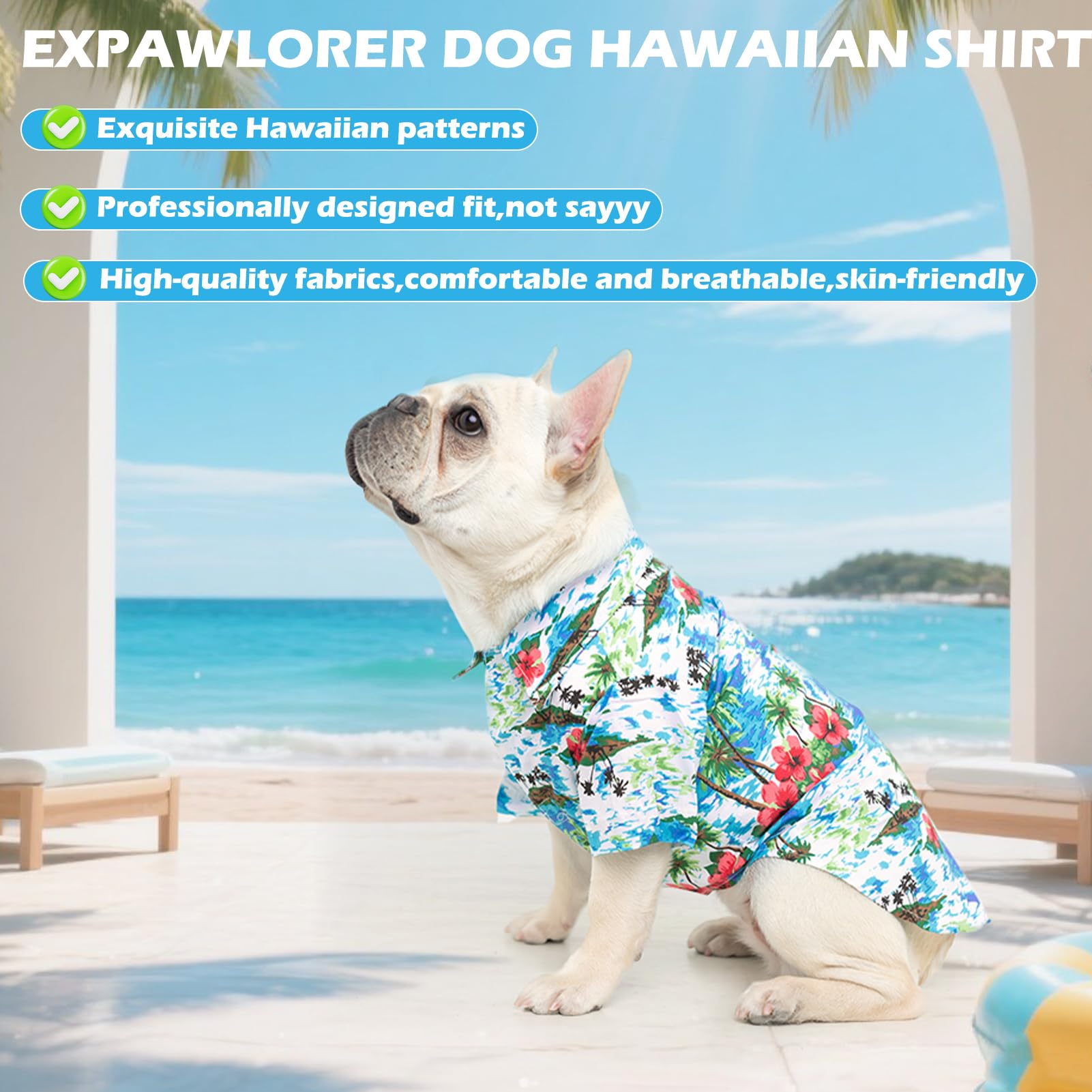 EXPAWLORER Dog Hawaiian Shirt floral pattern ideal for sunny days