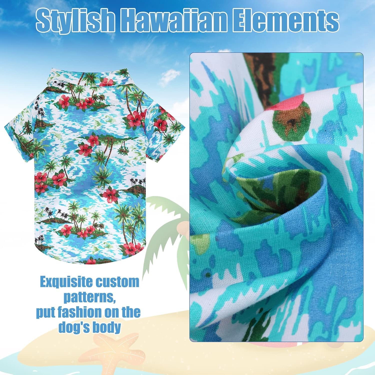 EXPAWLORER Dog Hawaiian Shirt sea island print for beach-ready look