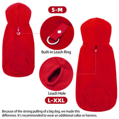 EXPAWLORER dog hoodie fleece vest with leash hole for easy leash attachment.