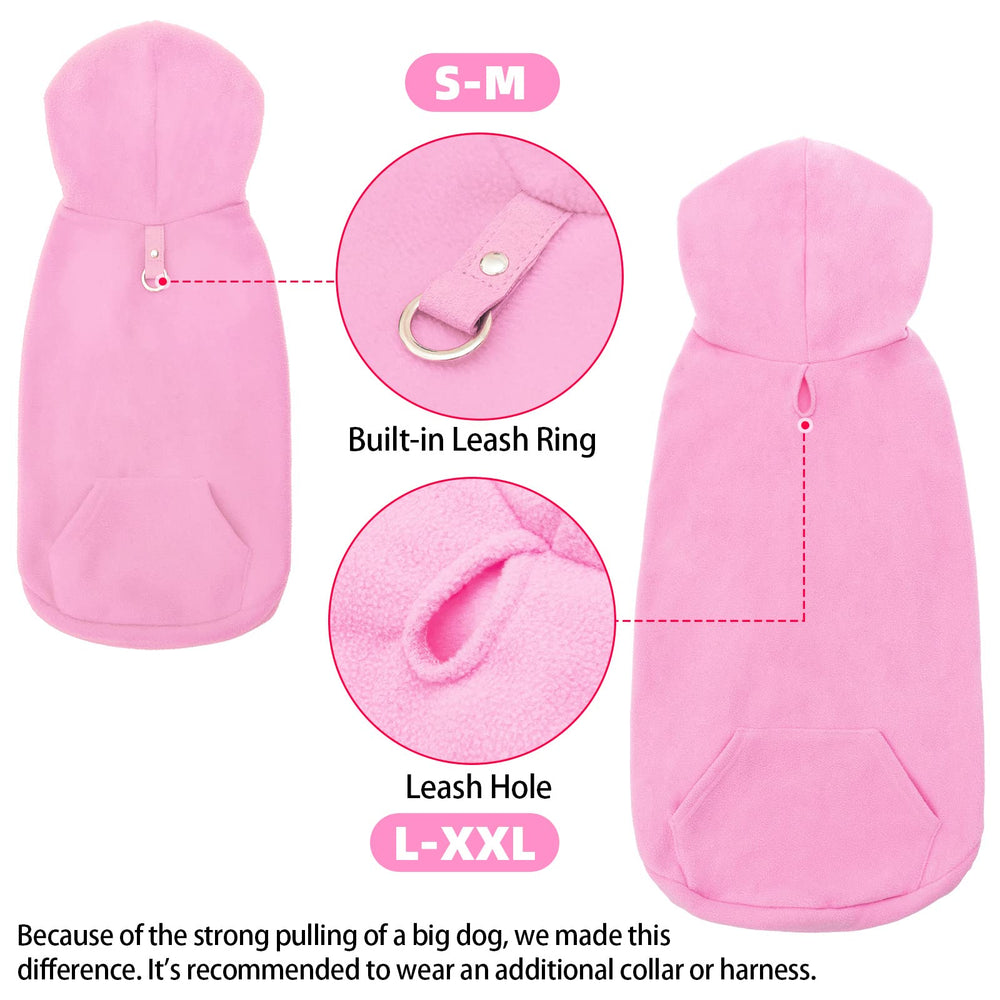 EXPAWLORER dog hoodie pink xl pocket detail for snacks or bags.