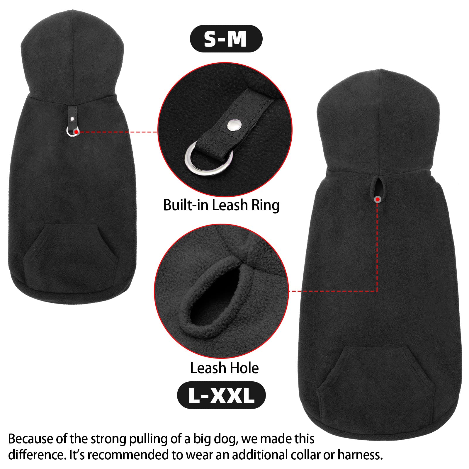 EXPAWLORER dog hoodie pocket detail for snacks and bags.