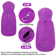 EXPAWLORER dog hoodie-purple-xxl-on-dog demonstrates size-ready warmth