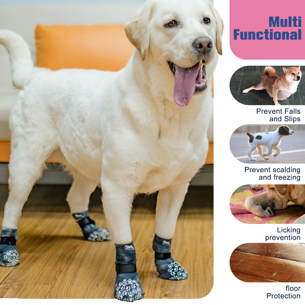 EXPAWLORER Anti Slip Dog Socks adjustable-straps demonstrates secure fit for different paws
