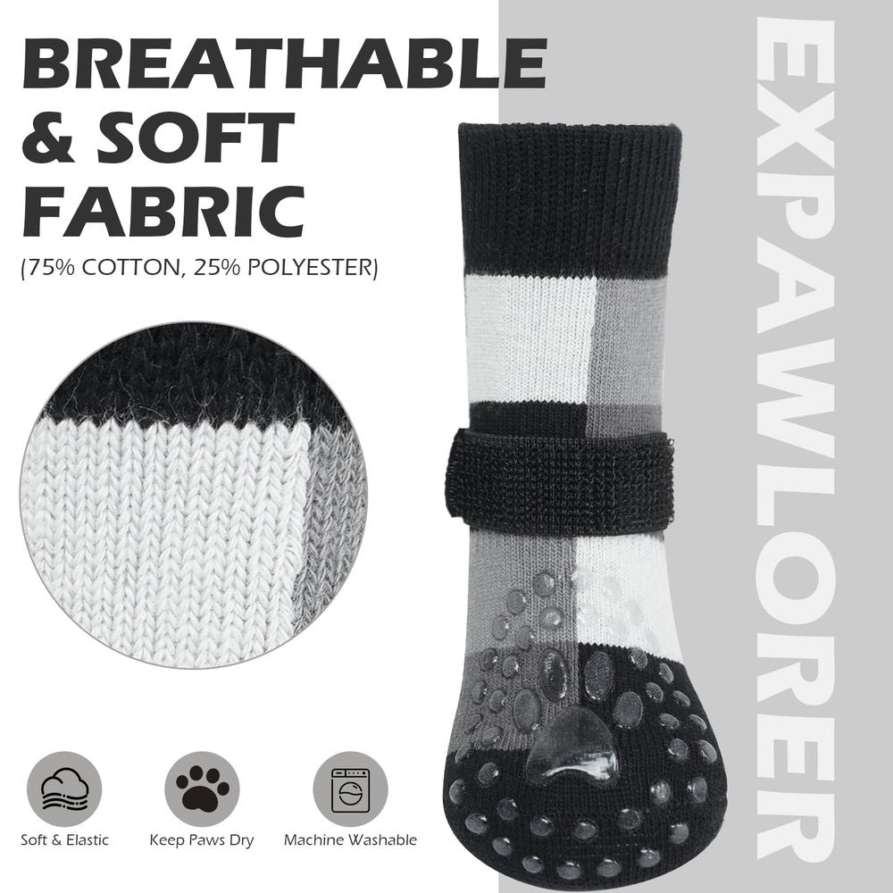 EXPAWLORER dog socks anti-lick design reduces paw licking.