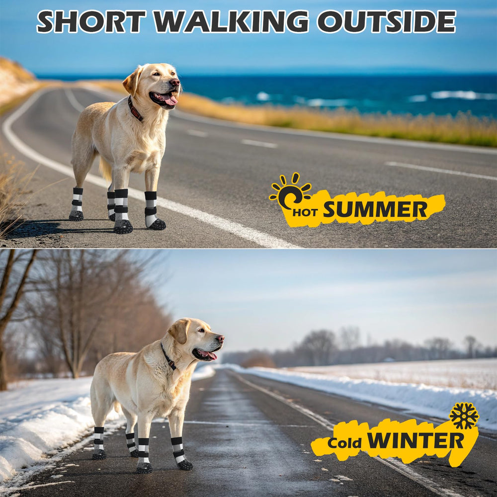 EXPAWLORER dog socks safeguard floors during indoor use.