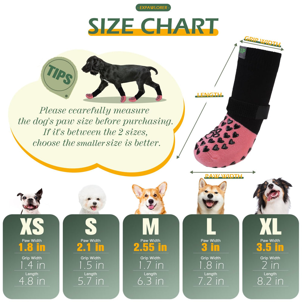 EXPAWLORER dog socks show grippers on the sides for extra surface traction.