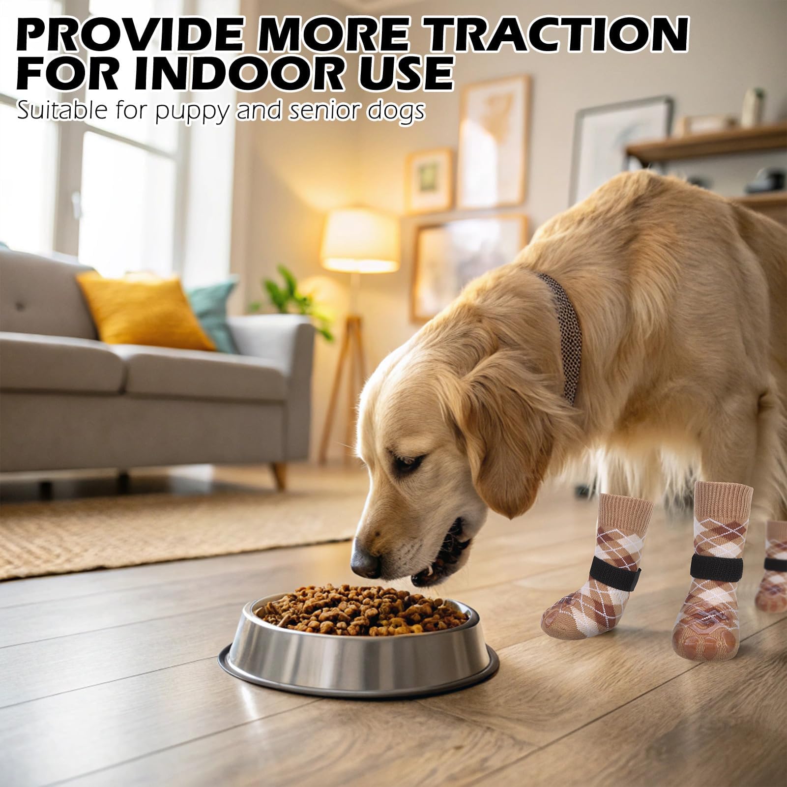 EXPAWLORER dog socks on indoor and outdoor surfaces for versatility