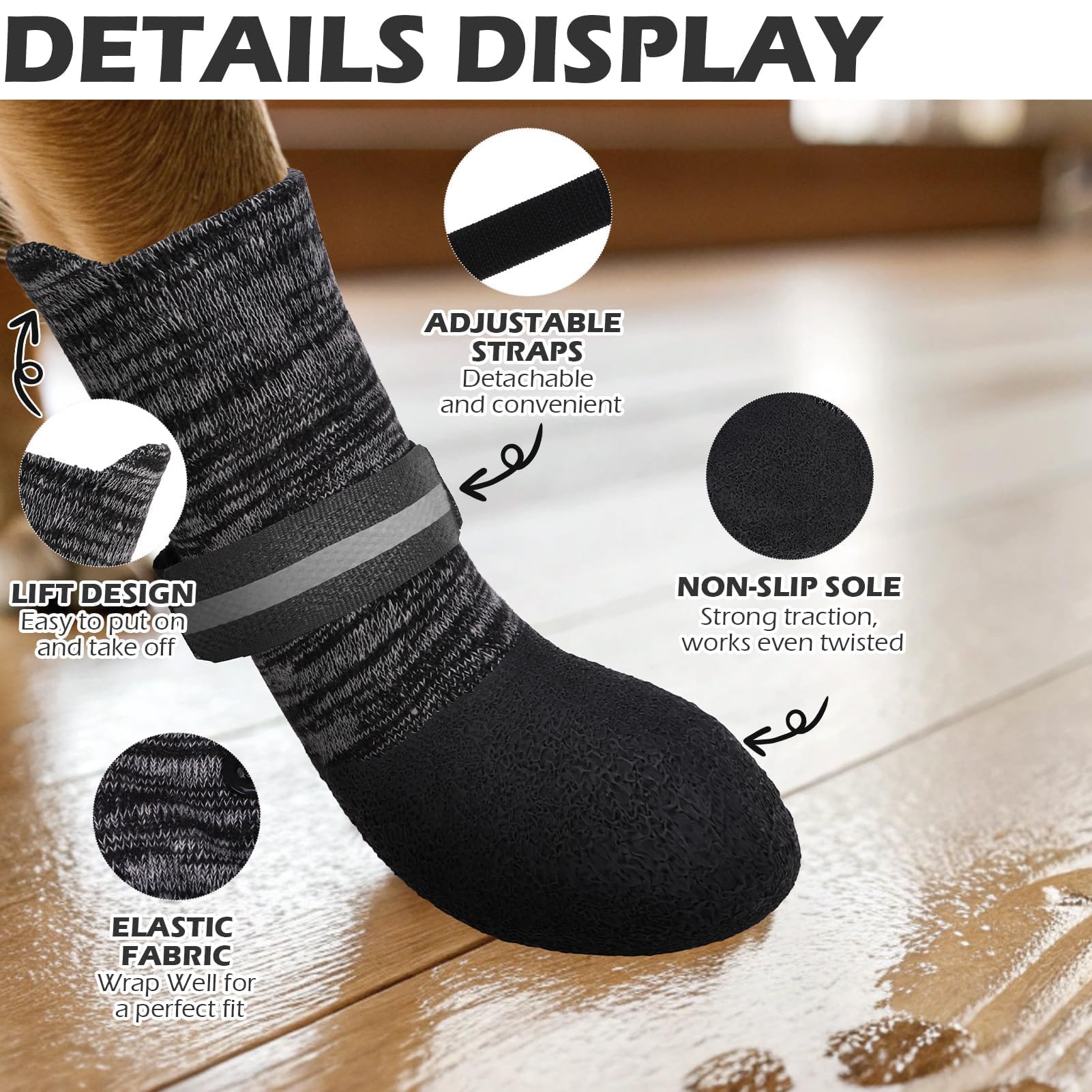 EXPAWLORER non-slip grip bottom socks prevent slips on hardwood floors.