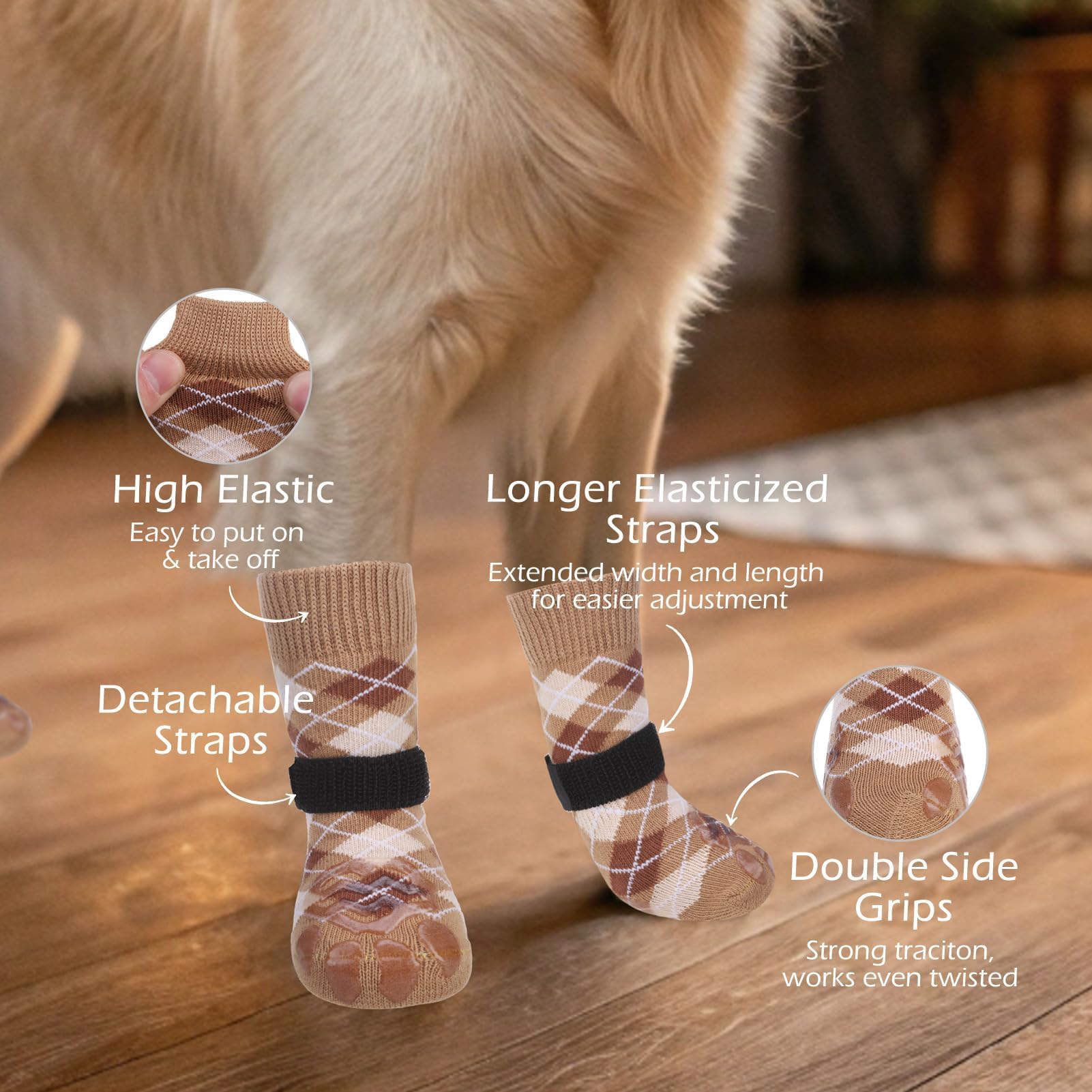 EXPAWLORER dog socks sizing chart showing paw width and length