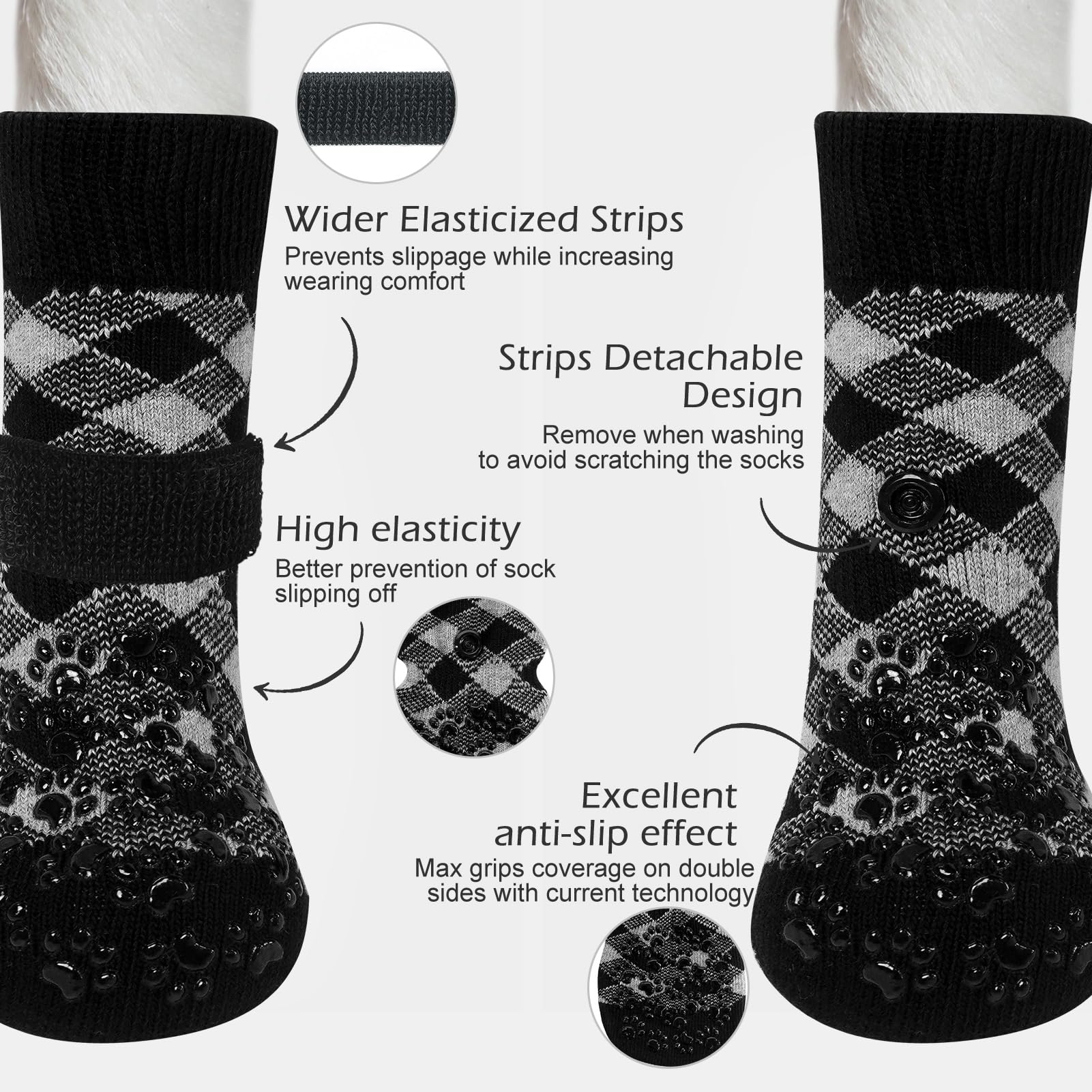 EXPAWLORER dog socks traction grip keeps senior dogs steady on wooden floors