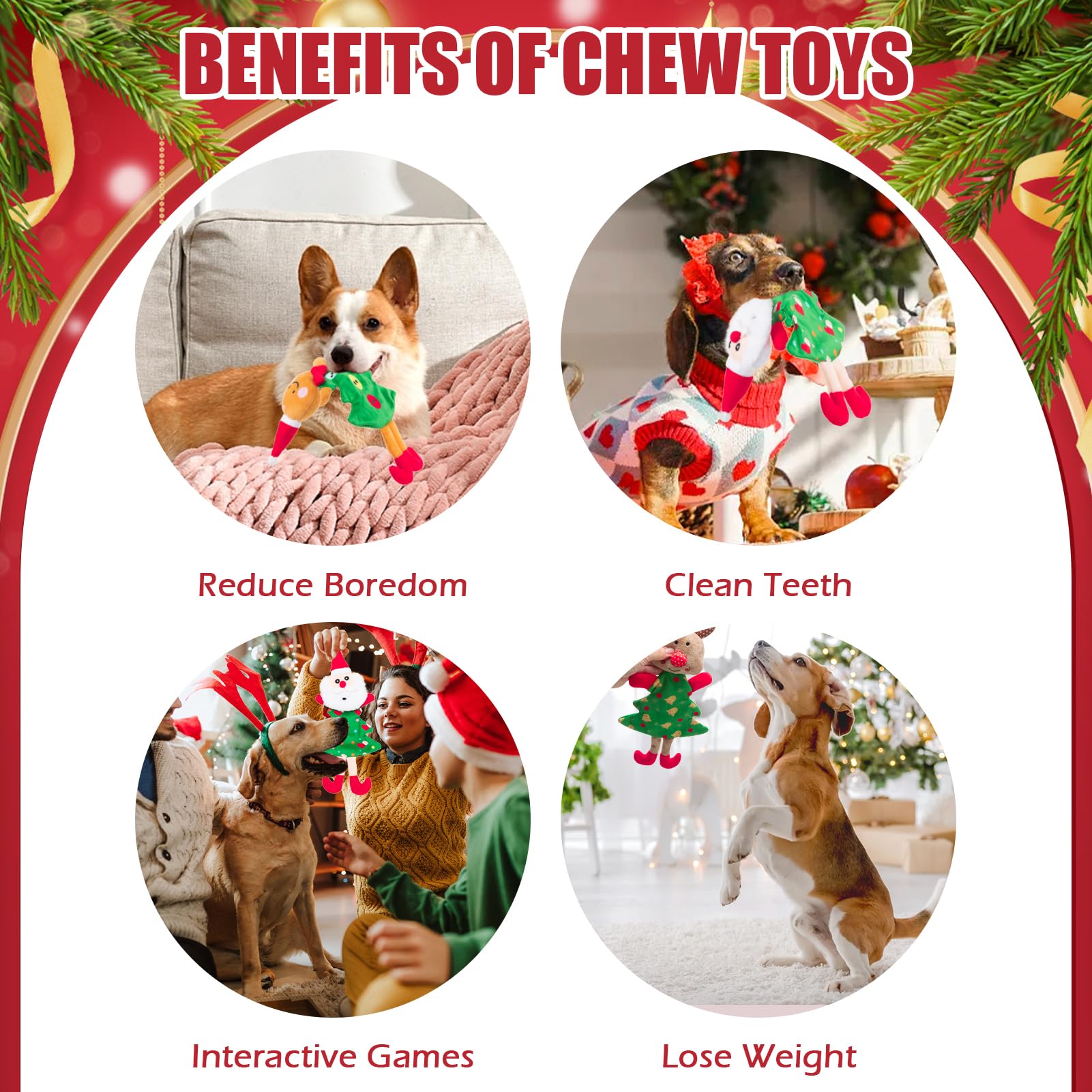 EXPAWLORER Plush Christmas toy blends soft fabric with durable squeak for happy play.