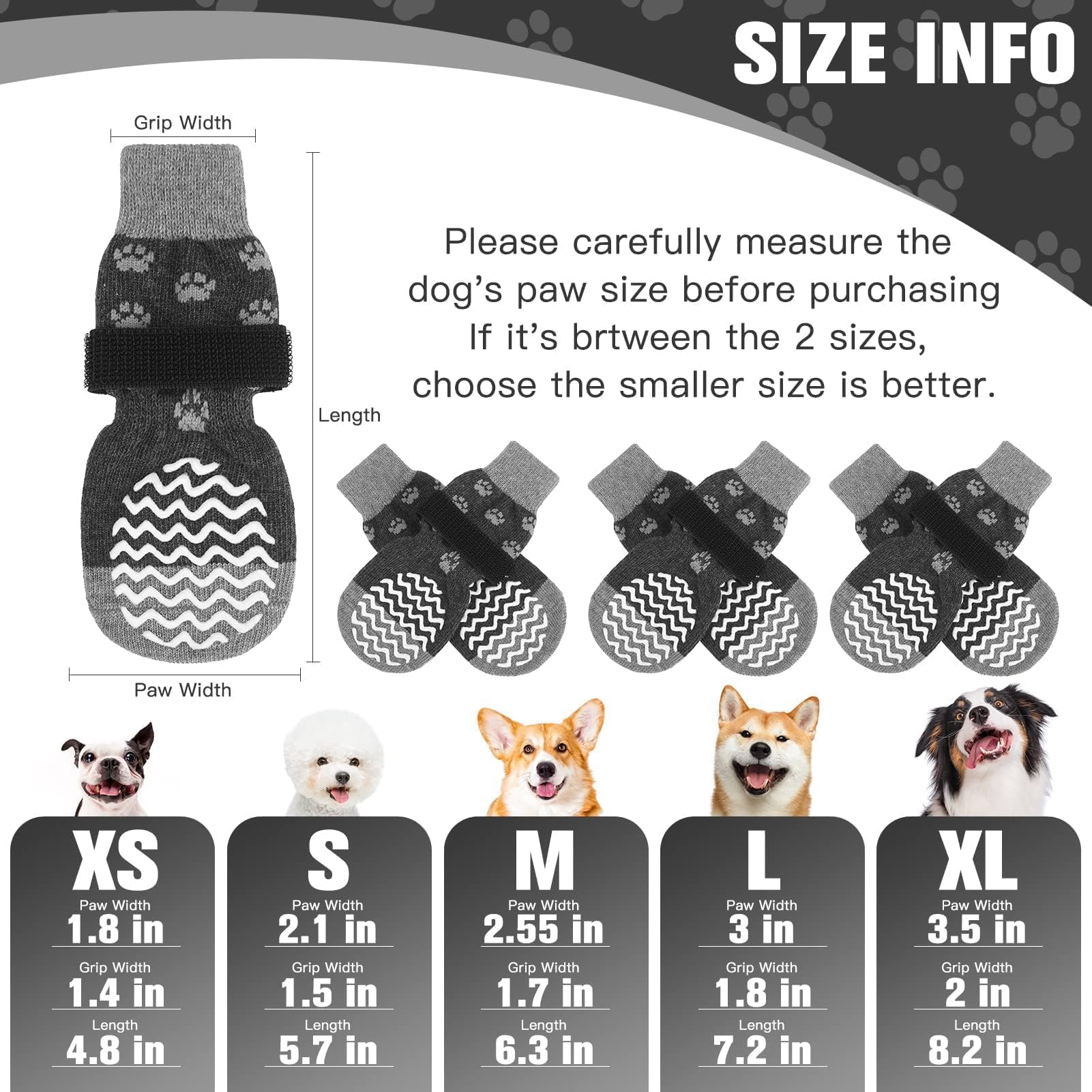 EXPAWLORER double-sided grips dog socks improve traction on hardwood floors.