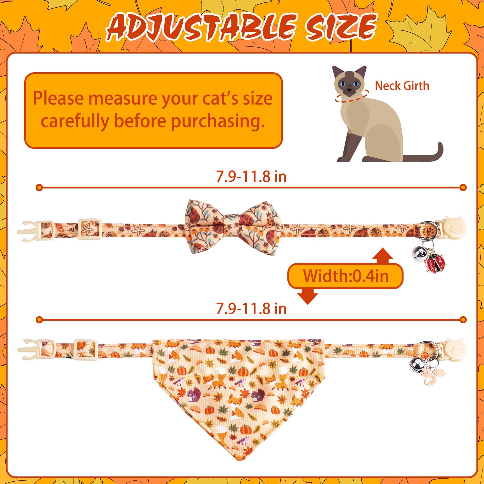 expawlorer fox-pumpkin design collar on cat for seasonal vibe