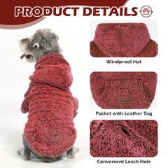 EXPAWLORER fuzzy dog sweater leash hole close-up demonstrates convenient on-leash walks