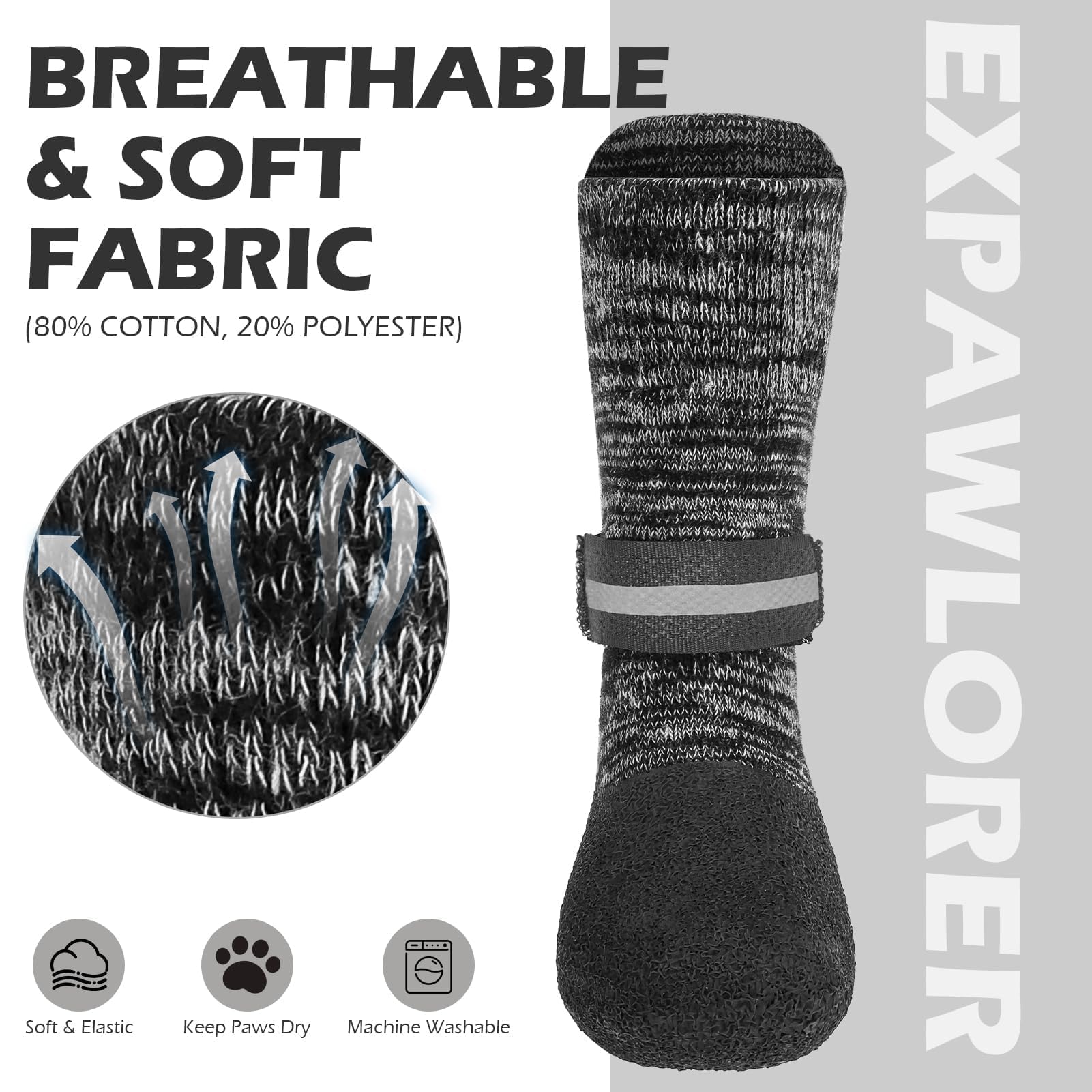 EXPAWLORER measuring guide helps fit small to XL dogs accurately.