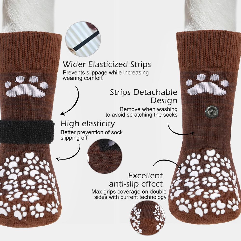 EXPAWLORER dog socks with paw grips for reliable floor traction.