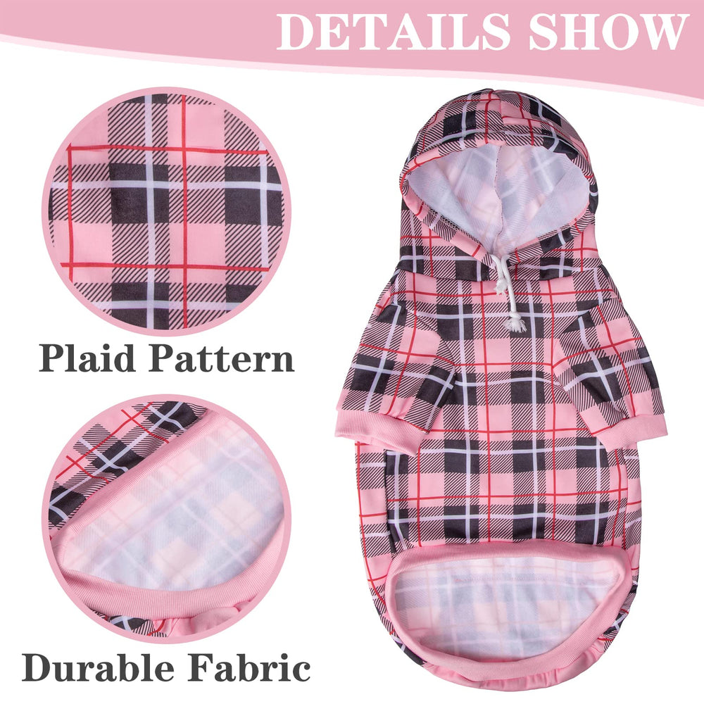 EXPAWLORER plaid dog hoodie back pocket for small essentials.