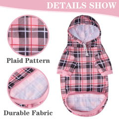 EXPAWLORER plaid dog hoodie back pocket for small essentials.