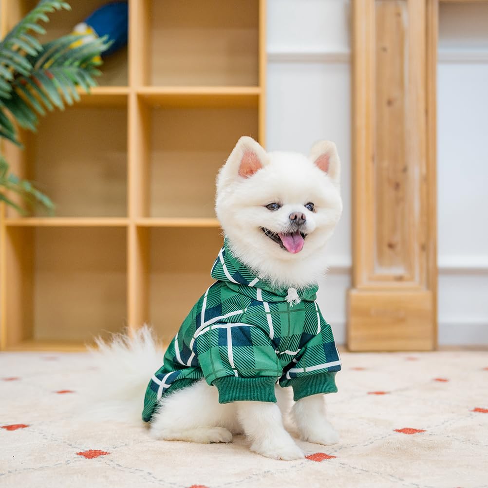 EXPAWLORER plaid dog hoodie care-washable fabric keeps maintenance simple.