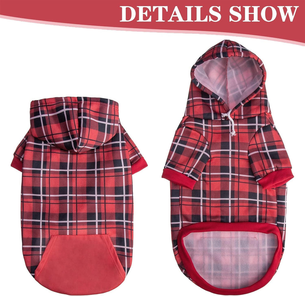 EXPAWLORER plaid dog hoodie warm fabric keeps pets cozy outdoors