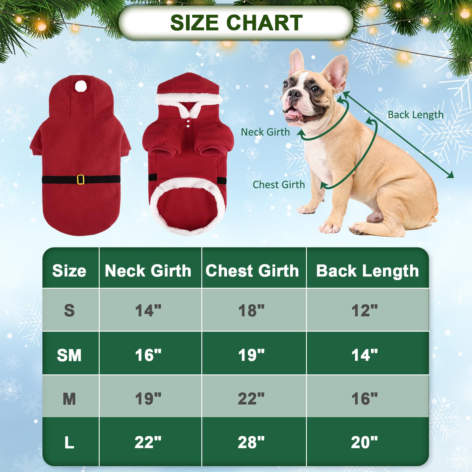 EXPAWLORER Santa hoodie side view shows easy snap-button wear.