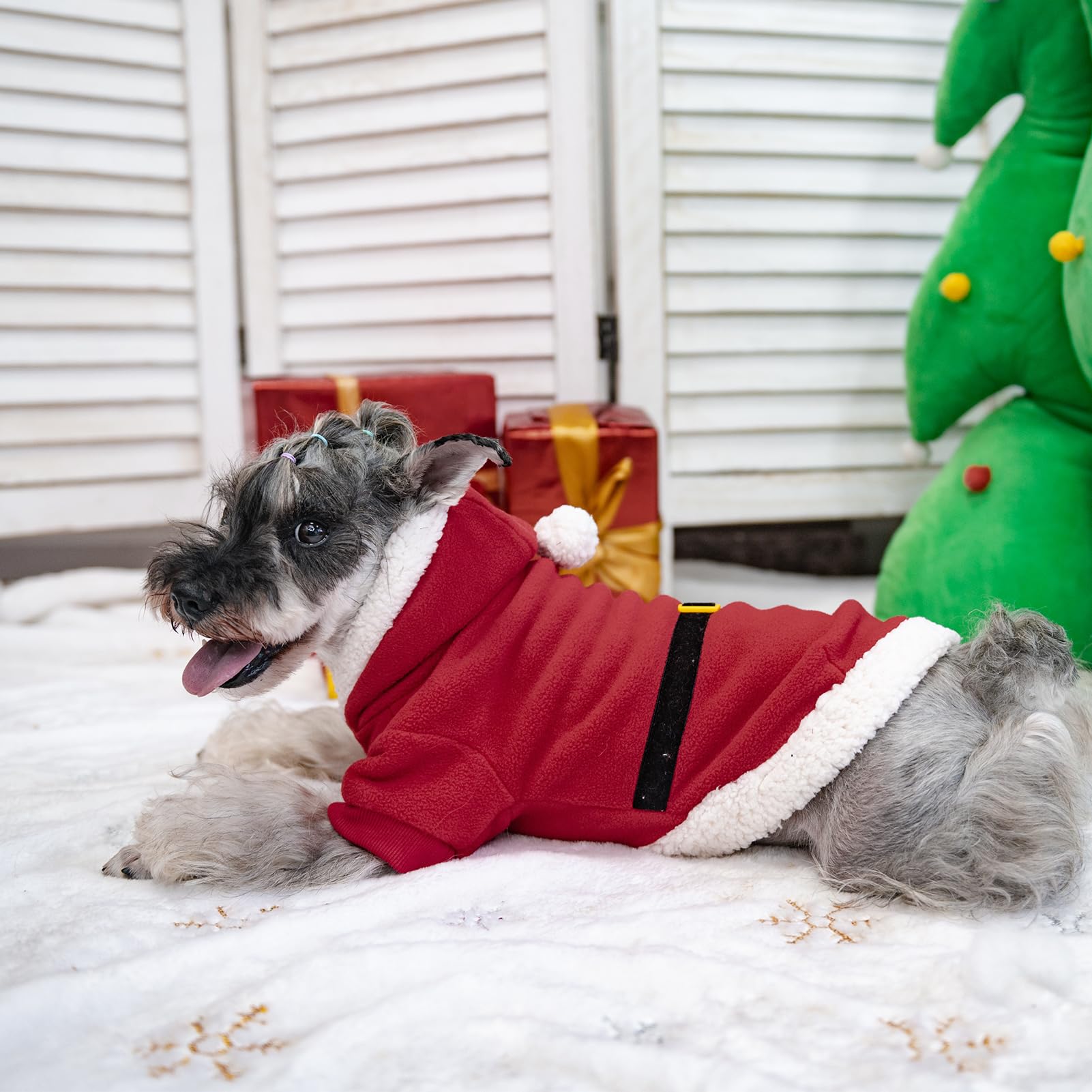 EXPAWLORER Christmas dog hoodie for winter outings with warmth.
