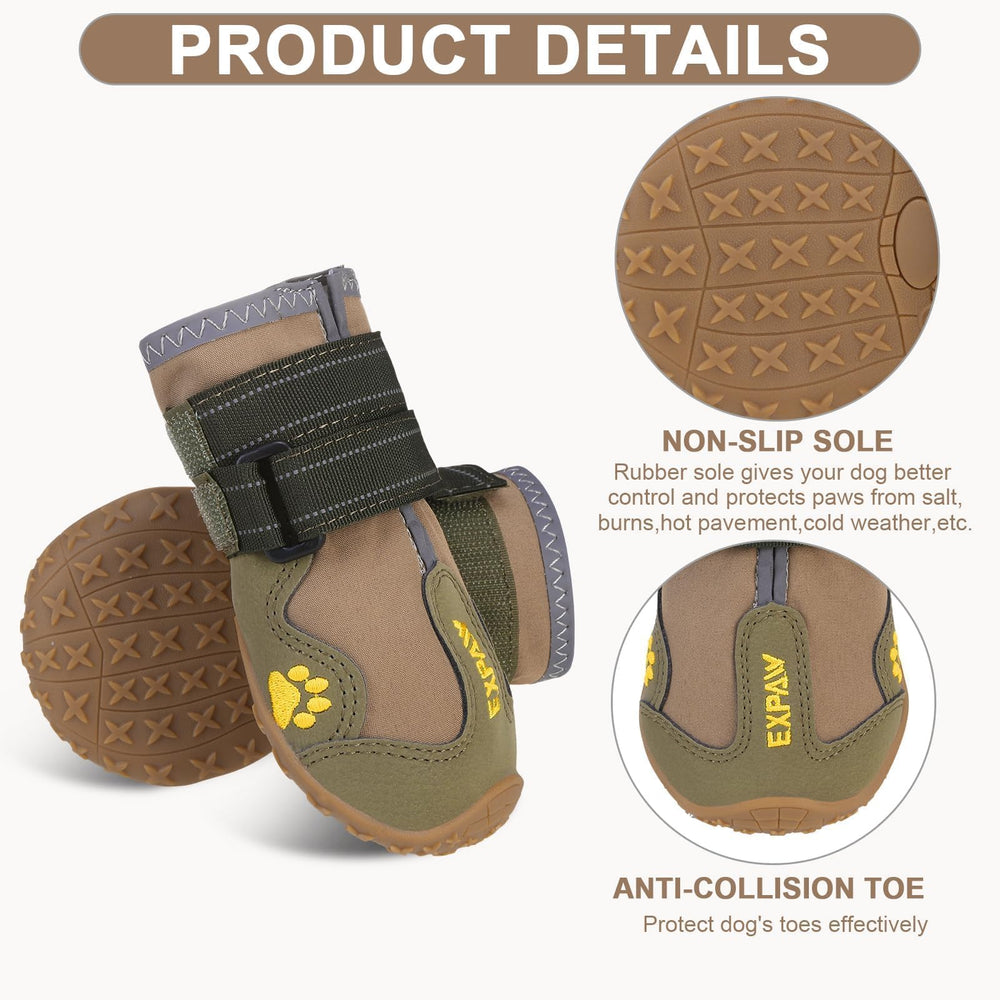 EXPAWLORER slip-resistant grooved soles provide traction on slick surfaces.