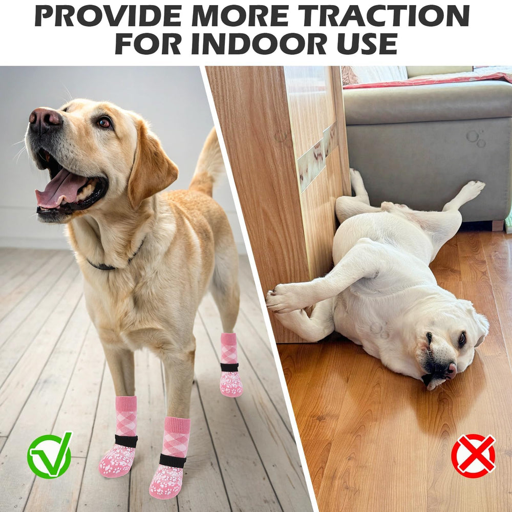 EXPAWLORER soft pink socks sized for small to medium dogs with measured fit.